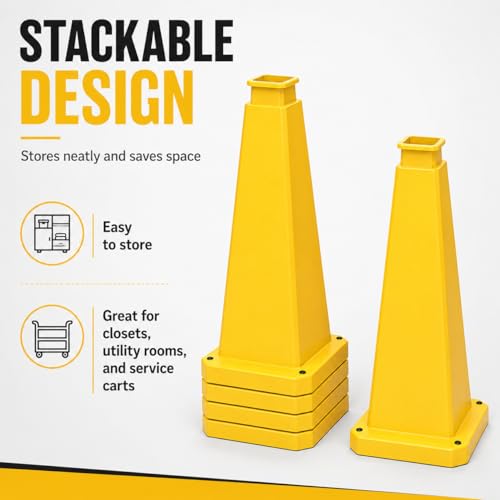 BESEA 3 Pack 28 Inch Yellow Traffic Cones with Weighted Base - color: Yellow, size: 28INCH