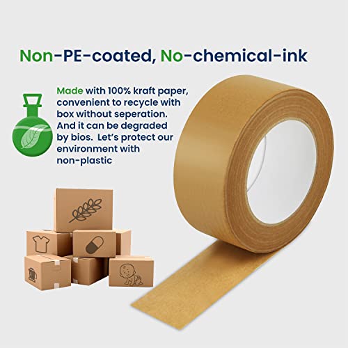 Lichamp Kraft Packing Tape, Brown Kraft Gummed Tape for Packing Boxes, Shipping Cardboard and Carton Sealing, 6 Rolls x 2 inch x 55 Yard x 7 mil, B206BN (Pack of 3) - size: 2 inches (Pack of 3)