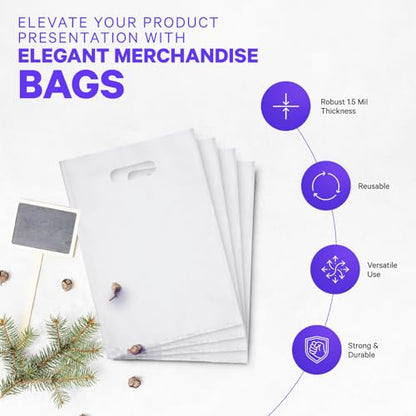 Plastic Merchandise Bags, 12" x 15", Silver, Pack of 500 - color: Silver, size: 12" X 15", PACK OF 500