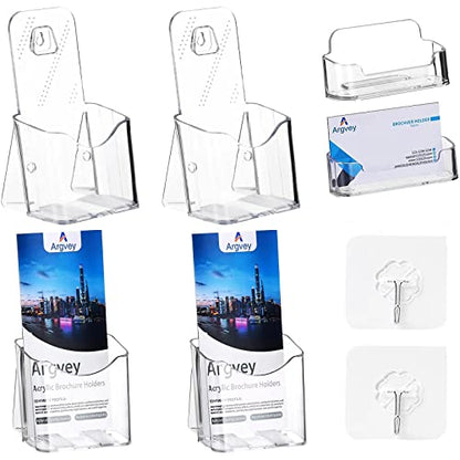 Clear 4x9 Trifold Brochure Holder, Acrylic Rack Card Holder Stand, 4 Pack