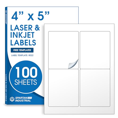 4" X 5" Matte White Printable Shipping Labels (100 Sheets, 400 Stickers) - size: 4" X 5"