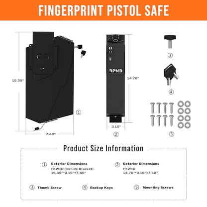 RPNB Bedside Gun Safe for Handgun,Biometric Pistol Safe,Small Handgun Safes - color: RP311F
