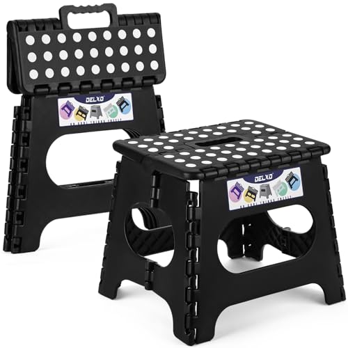 Delxo Folding Step Stool 11 inch 2 Pack,300 Lbs Step Stool for Kids&Adults - color: Black, size: 11 Inch-2 Pack