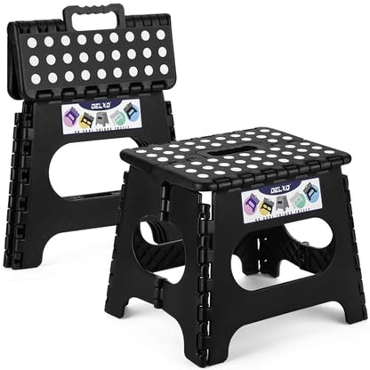 Delxo Folding Step Stool 11 inch 2 Pack,300 Lbs Step Stool for Kids&Adults - color: Black, size: 11 Inch-2 Pack