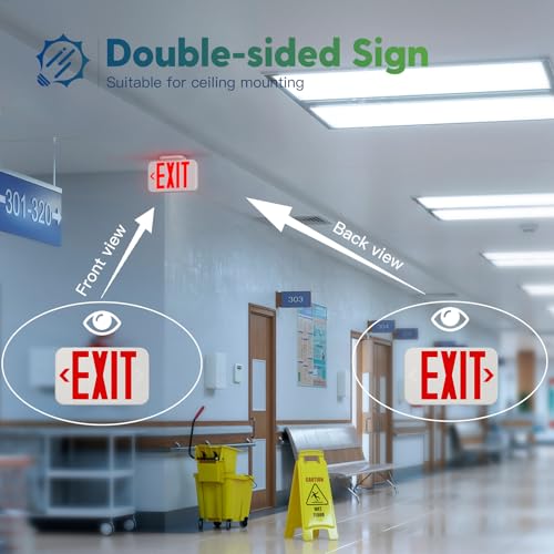 Freelicht 12 Pack Commercial Red Double-Sided LED Exit Sign 90 Min Backup - color: red, size: 12 Pack