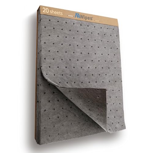 AAwipes Oil Absorbent Pads 9.8" x 13" 20 Packs Universal Multi-Liquid Spill Control Tear-Off Design for Garage, Workshop, Industrial Use Heavy-Duty Grey(OG1013T-20) - size: 10"X13" 20PCS Grey