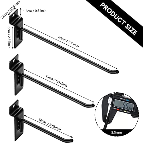 Ferraycle 24 Pack Heavy Duty Slatwall Hooks 4/6/8 Inch Slat Wall Hooks Slatwall Accessories Metal Wall Panel Hangers for Garage Organization Retail Display Shelves Tools and Equipment Hanging(Black) - color: Black
