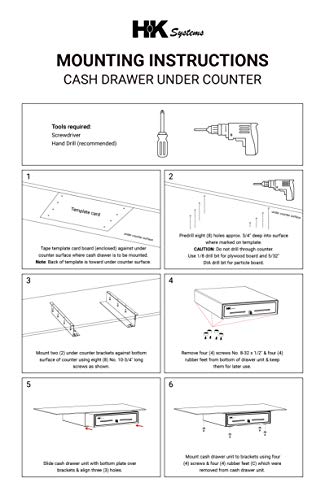 HK SYSTEMS Under mounting bracket for HKSYSTEMS 18" cash drawer - size: 2. For 18" HK Drawer