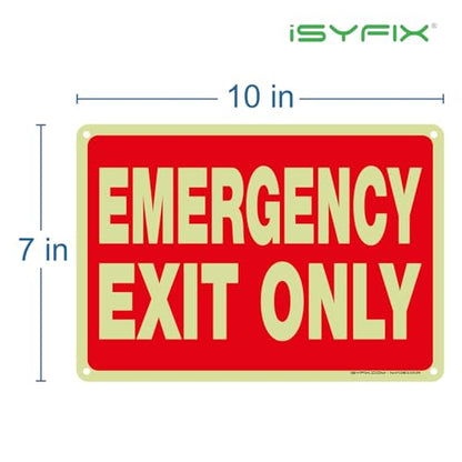 iSYFIX Emergency Exit Only Glow in the Dark Sign, 10x7 Inch, 12 Pack - size: 12 Pk 10x7, style: Plastic Glow