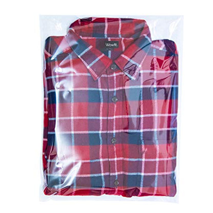Wowfit 100 CT 12x16 Self Sealing Plastic Bags for Clothes, Shirts, Sweaters - size: 12x16 Inch (Pack of 100)