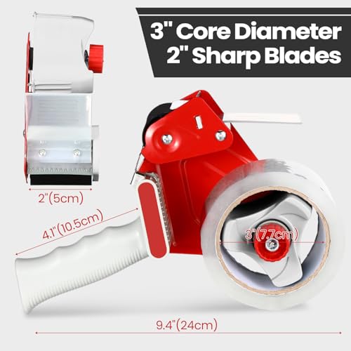 Dunzoom 2 Pack Packing Tape Dispenser Gun, 12 Rolls 2 Inch, Red - color: Red