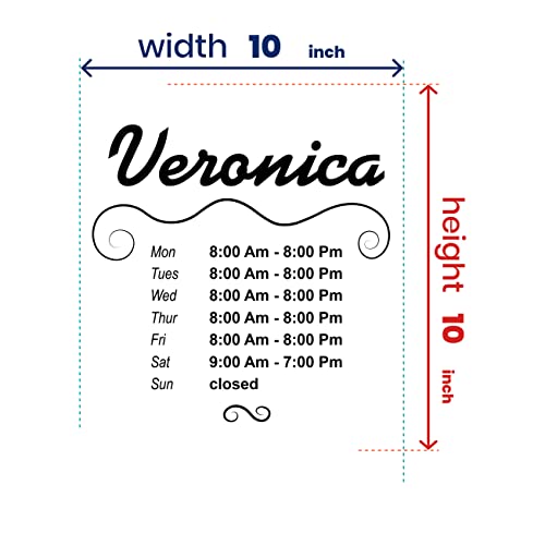 Personalized Office Door Decal - Store Front Sign - Business Hour Decal Vinyl - Working Hours Decal for Shopfront - Opening Hours Sticker - Store Hours Door Decal 10x10