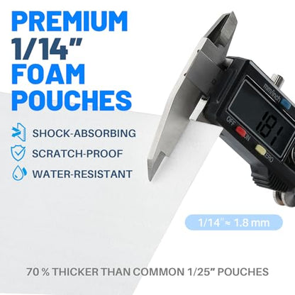 Large Thickened Cushion Foam Pouches, 50 Pack, 16×16 in, 1/14" (1.8 mm) Thick + 30 Fragile Labels, Reusable Moving Packing Supplies for Dishes, Plates & Fragile Items