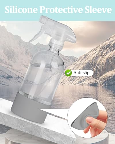 2 Pack 360° Glass Spray Bottles with Silicone Sleeve Grey - color: Grey
