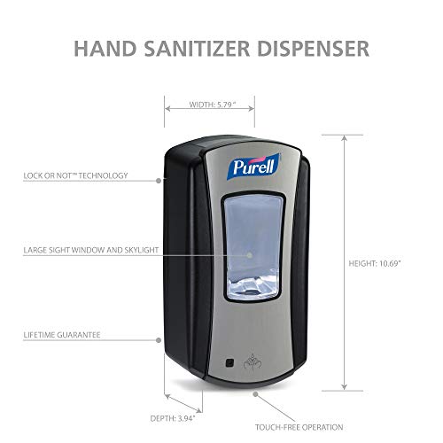 Purell LTX-12 Manual Hand Sanitizer Dispenser, Black, 1200 mL - 1928-04 - color: Chrome/Black