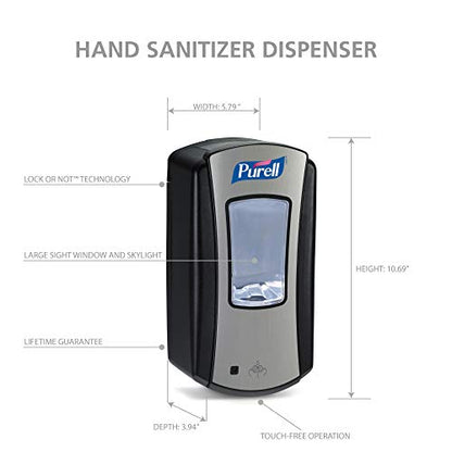 Purell LTX-12 Manual Hand Sanitizer Dispenser, Black, 1200 mL - 1928-04 - color: Chrome/Black