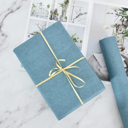 BEISHIDA Grey Blue Gift Wrapping Paper Roll, 15in X 32ft Kraft Bulletin Board Paper Gift Wrap for Christmas Mother's Day Valentine's Day Graduation, Flower Wrap - color: greyblue