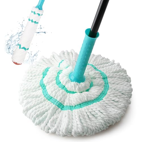KeFanta Self Wringing Twist Mop with 57 " Long Handle, Easy Wring mop - color: Teal (1 Handle & 1 Mop Head)