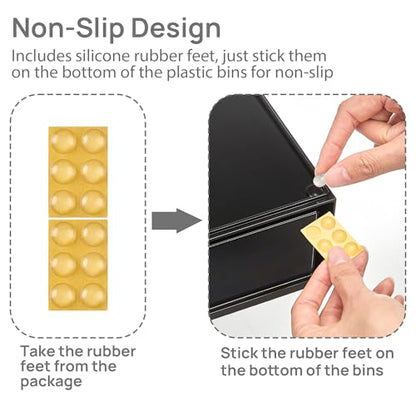 Vtopmart Black Stackable Storage Drawers, 2 Pack Wide Organizers - style: Wide-2pack-Black