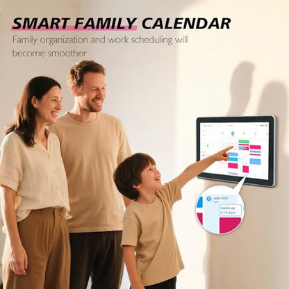 15.6 to 27 inch Touchscreen Digital Calendar & Wall Planners, Smart Whiteboard Calendar for Chore Chart & Work Schedule, Built in Speakers and Camera, Include Wall Mount & Desk Stand (15.6-inch) - size: 15.6-inch