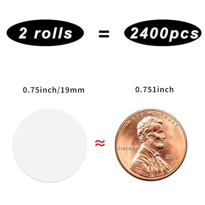 2400 Pieces 0.75 Inch Clear Transparent Round Waterproof Sticker,Envelope Tab Sealer and Retail Package Round Clear Seal Labels Self Adhesive Stickers - color: Clear, size: 0.75 inch-2 rolls