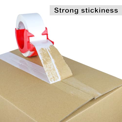 BOMEI PACK Packing Tape, 6 Rolls Heavy Duty White Packaging Tape for Shipping Packaging Moving Sealing, 1.88 inches Wide, 110 Yards Per Roll, Total 660 Yards with 1 Dispenser - color: White