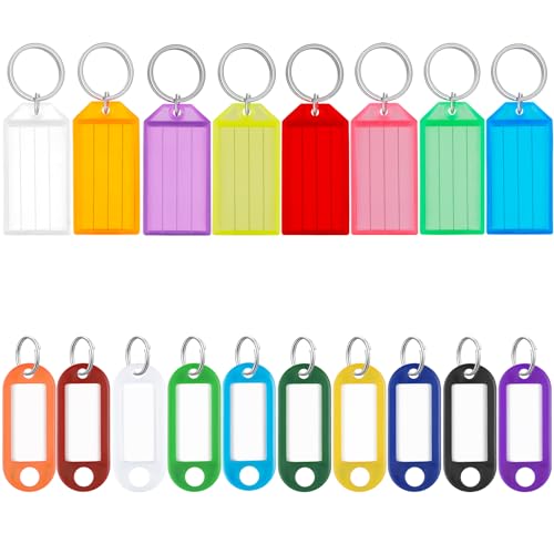 Uniclife 30 Pack Key Tags with Blank Labels, Clear Windows & Split Rings - size: 30 Pack