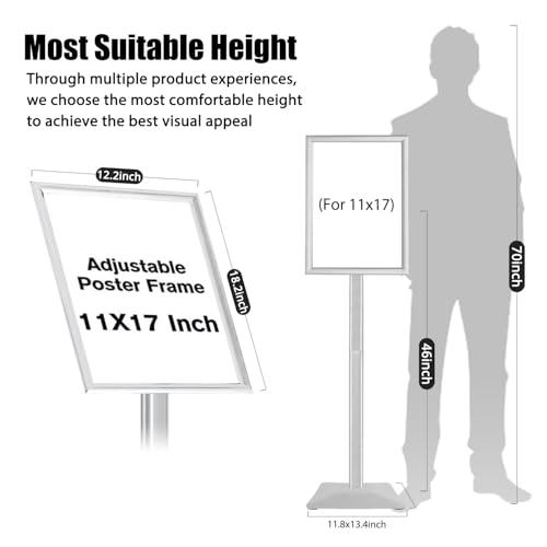 Sign Stand for Display, Ultra Stable Heavy Duty Pedestal Signage Holder - size: 11x17, style: Silver