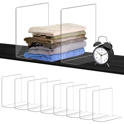 OKPOW Acrylic Shelf Dividers for Closet Organization: 8 Pack Durable Clear Shelves Separators for Clothing Adjustable 12" Tall x 10" Deep - size: 12" Tall x 10" Deep