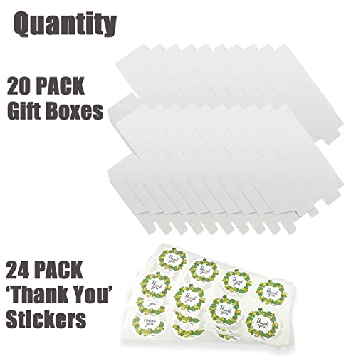 5x5x5 White Gift Boxes 20 Pack, Small Square Foldable Present Boxes with Lids for Birthday, Wedding, Christmas, Mug, Bridesmaid Gifts, Easy to Assemble, Includes 24 Thank You Stickers - color: White-5x5x5Inch