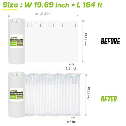 Bubble Packing Moving Wrap For Packing Materials,19.69"x164', Includes Pump - size: 19.69"x164'