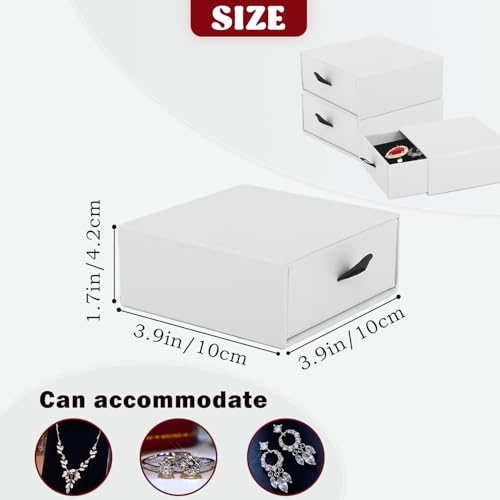 Nsmykhg Jewelry Gift Box Velvet-Lined,12 Pack Compact Drawer Style for Earrings & Rings, Necklace & Bracelet Organizer, 3.93x3.93x1.65 Inches, Stackable Elegant Jewelry Display & Storage Box (White) - color: White