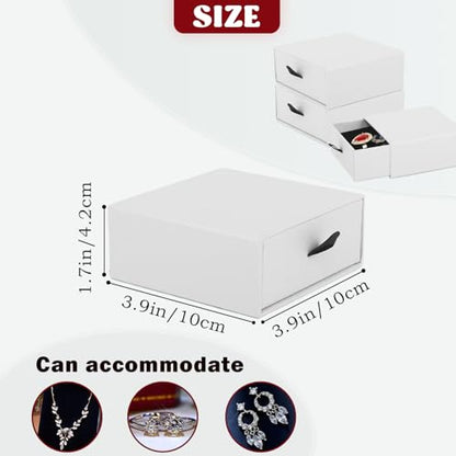 Nsmykhg Jewelry Gift Box Velvet-Lined,12 Pack Compact Drawer Style for Earrings & Rings, Necklace & Bracelet Organizer, 3.93x3.93x1.65 Inches, Stackable Elegant Jewelry Display & Storage Box (White) - color: White