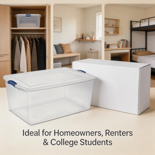 2Pack 105 Quart Clear Plastic Storage Bin with Lid, Large Home Organizer
