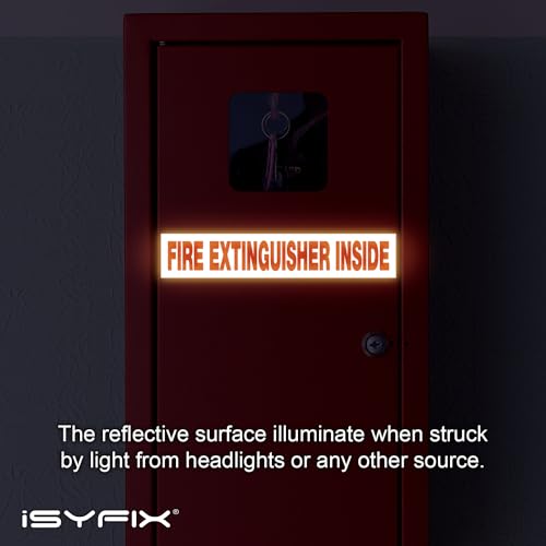 iSYFIX Fire Extinguisher Inside Sign, 9x1.7 Inch, White Reflective, 5 Pack - color: White Reflective, size: 9x1.7 (5 Pack)
