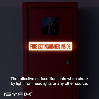 iSYFIX Fire Extinguisher Inside Sign, 9x1.7 Inch, White Reflective, 5 Pack - color: White Reflective, size: 9x1.7 (5 Pack)