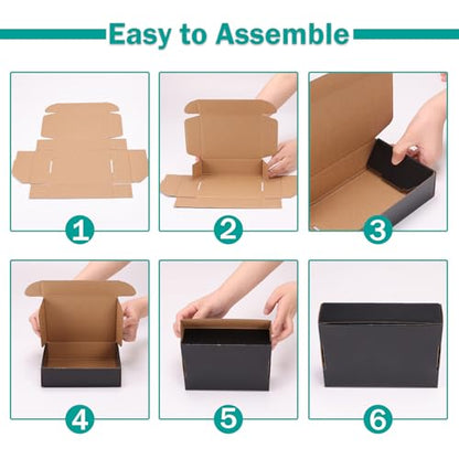 Hoikwo 40 Pack 9x6x2 Shipping Boxes for Small Business, Black Packaging Cardboard Boxes, Moving Mailing Packing Box - color: Black(Glossy), size: 9x6x2-40 Pack