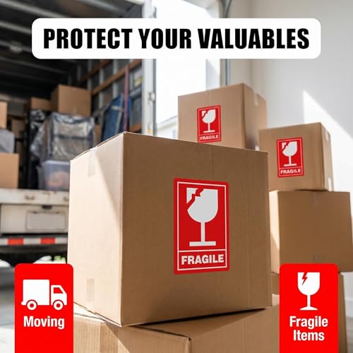 1pc Glass Sticker Mailing Postage Parcel Sticker Label Handle with Care Shipping Labels for Shipping Box, Carton, Parcel, Package, Pallet & More