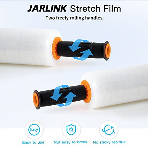 JARLINK Stretch Film, 15" x 1000' Shrink Pallet Wrap W/Handles, 60 Gauge - size: 2 Pack, style: Orange Handles