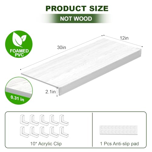 Wire Shelf Cover, PVC Wire Rack Covers for Pantry 30" W X 12" D - color: White, size: 30" W X 12" D