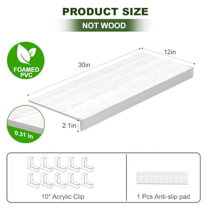 Wire Shelf Cover, PVC Wire Rack Covers for Pantry 30" W X 12" D - color: White, size: 30" W X 12" D