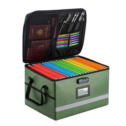 EXLIFBAG Fireproof File Organizer with Lock, 1 Layer - color: Green, size: 1 Layer