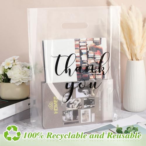Crtiin 100 Pcs Clear Plastic Thank You Shopping Bags,15 x 18 Inch - size: 15 x 18 Inch