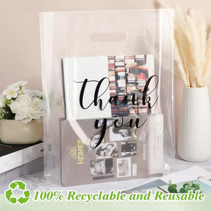 Crtiin 100 Pcs Clear Plastic Thank You Shopping Bags,15 x 18 Inch - size: 15 x 18 Inch