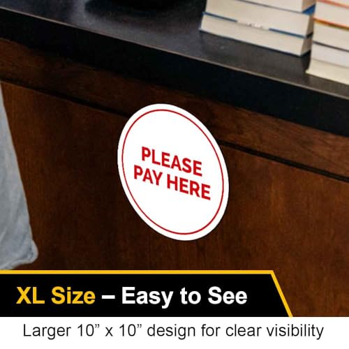 Signs ByLITA Circle Pay Here Sign (Black) - Small (2 Pack) - color: Black, size: 4" - Small (2 Pack)