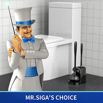 MR.SIGA Toilet Plunger and Brush Combo for Toilet Cleaning, Black, 2 Set (Pack of 6) - color: Black, size: 6.3 x 8.2 x 18.1 inch (Pack of 6)