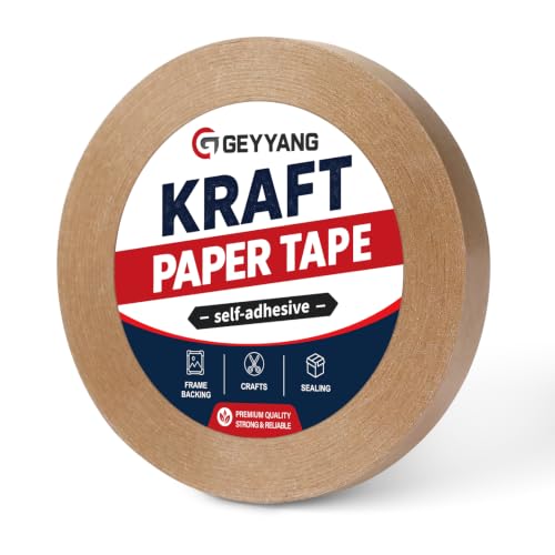 GEYYANG Brown Kraft Tape, 3/5in x 180ft Self Adhesive Frame Backing Tape