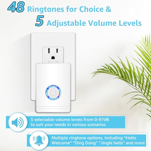 Greencycle Door Chime, Wireless Door Open Contact Sensor Alarm - color: 1 plug recevier+ 1 chime
