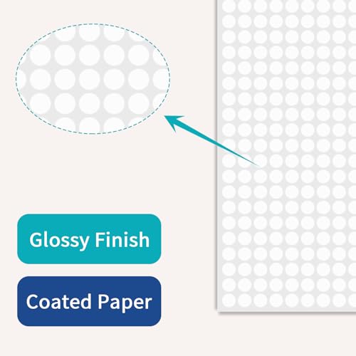 1/4" White Dot Stickers Small Tiny Mini Little Circle Stickers - color: White, size: 1/4 INCH