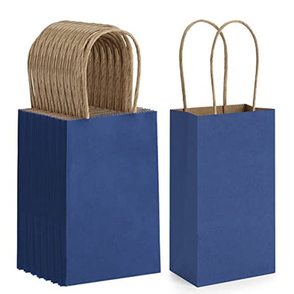 BagDream Mini Gift Bags with Handles 3.5x2.4x6.7 Navy Blue 100 Bulk Pack - color: Navy Blue